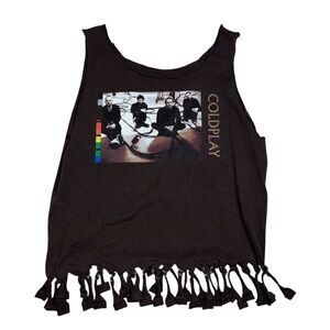 2005 Coldplay Twisted Logic Upcycled Women's Tank Top Shirt Brown